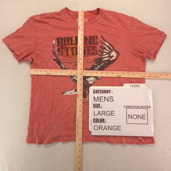 The Rolling Stones Band Crew Neck Short Sleeve T Shirt Mens Size L Orange - Picture 5 of 9